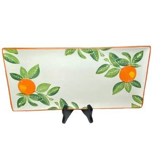 PapArt Seramik Ceramics Oranges Botanical Serving Platter Hand Painted Tray Dish